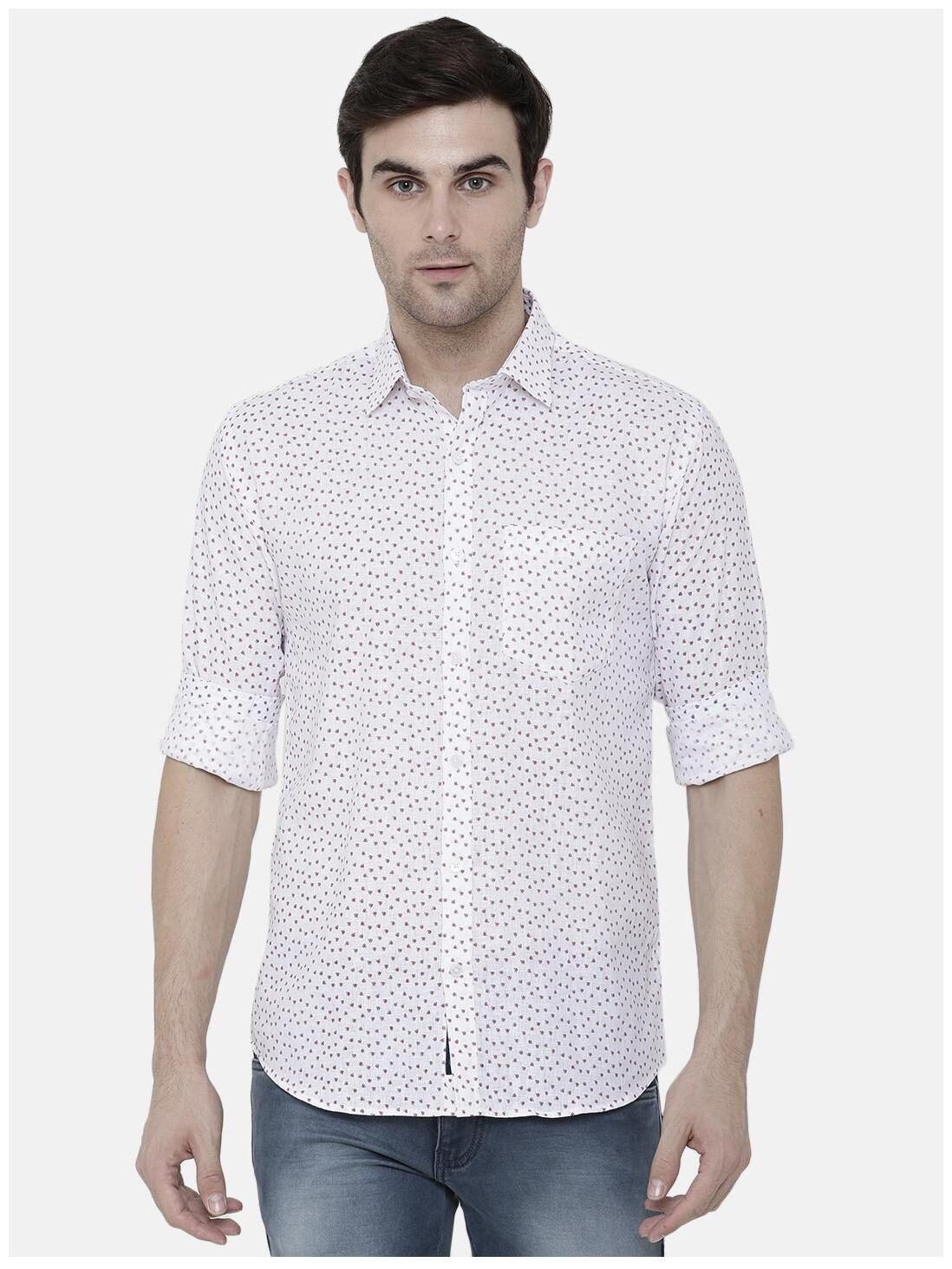 

Linen Club Men White Printed Regular Fit Casual Shirt