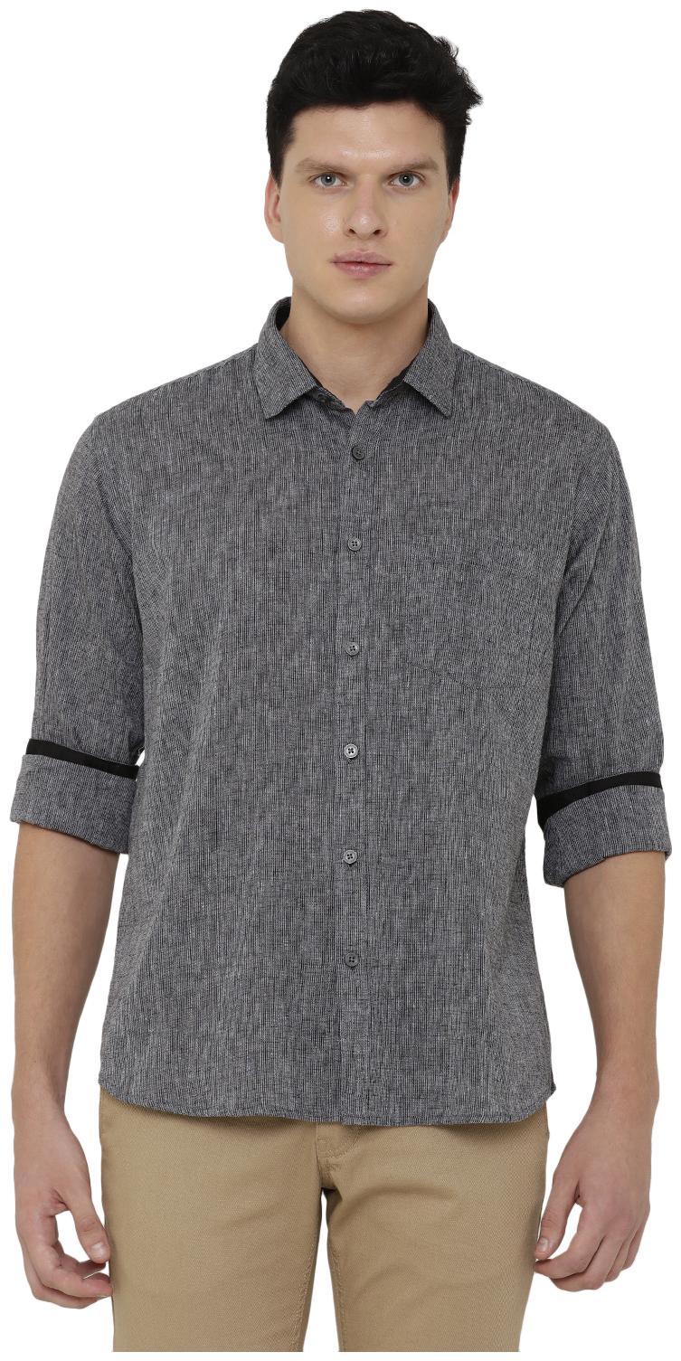 

Linen Club Men Black Vertical Stripes Regular Fit Casual Shirt
