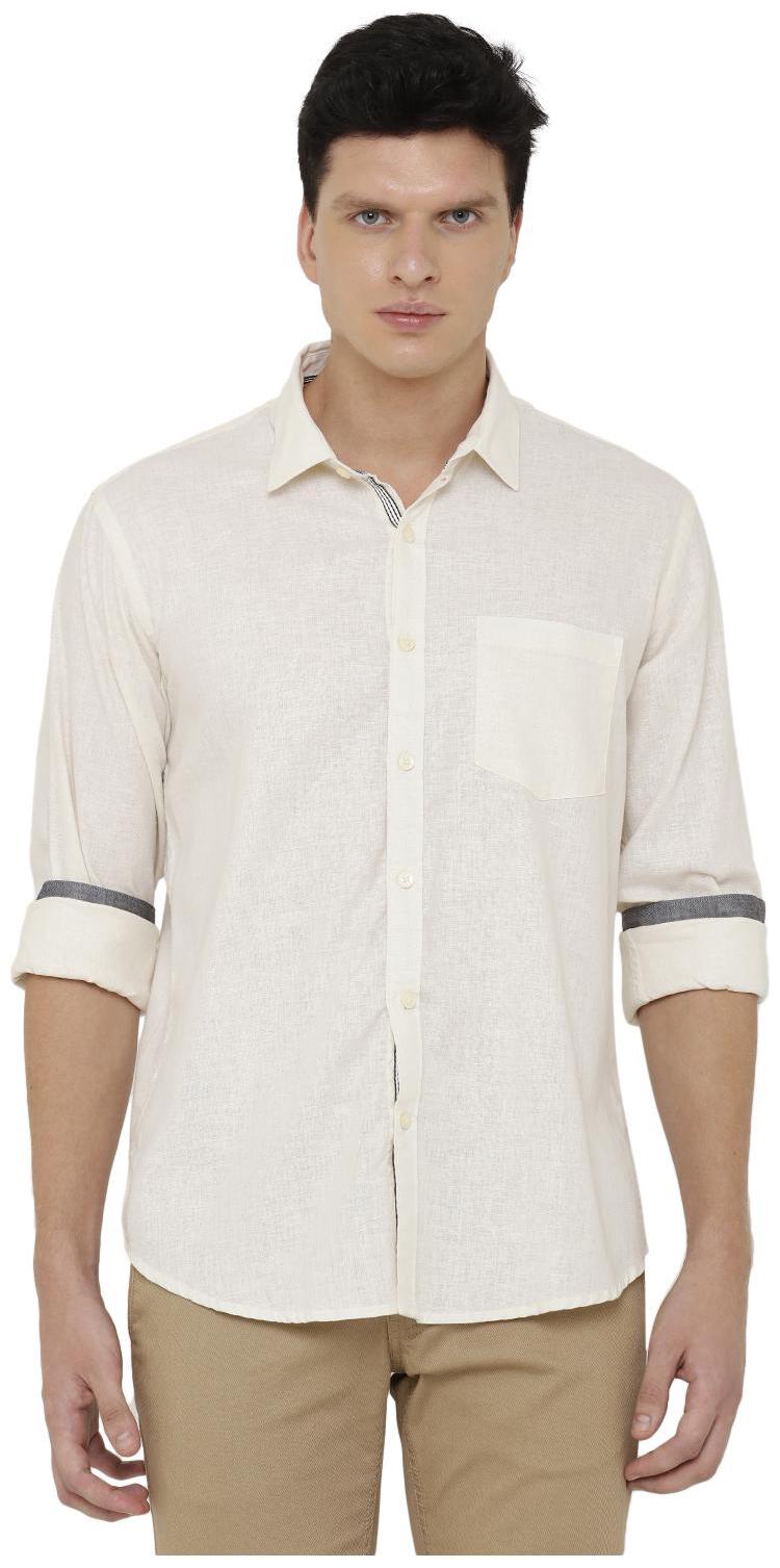 

Linen Club Men White Solid Regular Fit Casual Shirt