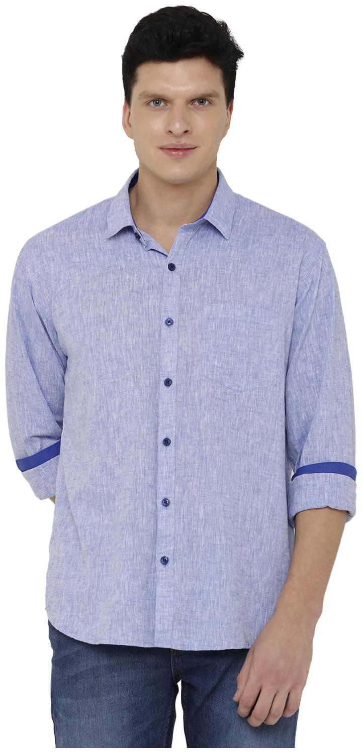

Linen Club Men Blue Solid Regular Fit Casual Shirt