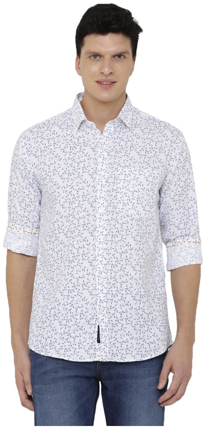 

Linen Club Men White Printed Regular Fit Casual Shirt
