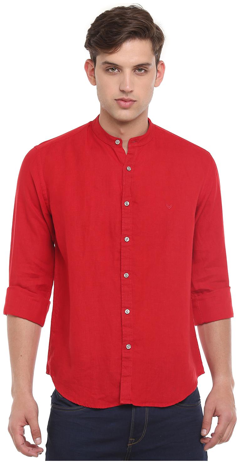 

Linen Club Men Red Solid Regular Fit Casual Shirt