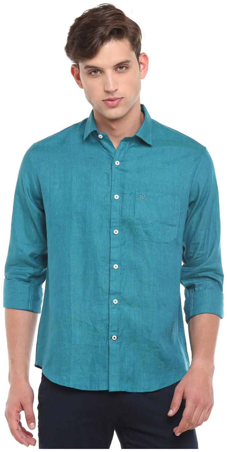 

Linen Club Men Blue Solid Regular Fit Casual Shirt