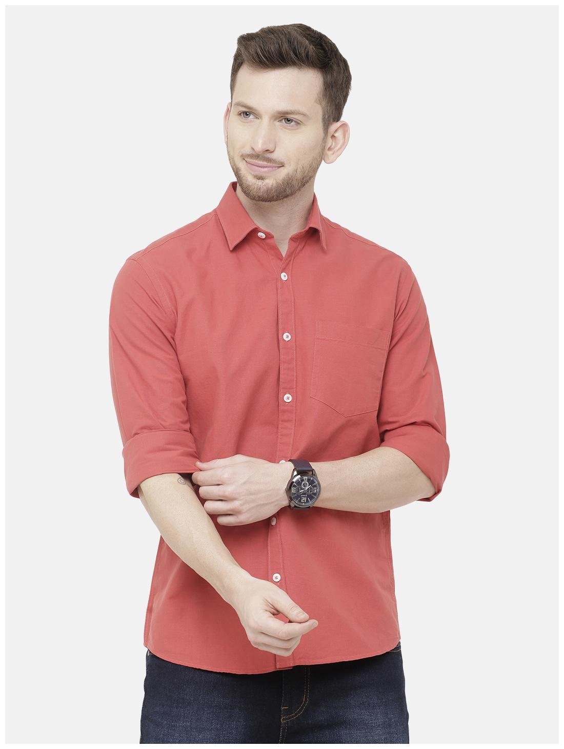 

Linen Club Men Red Solid Regular Fit Casual Shirt
