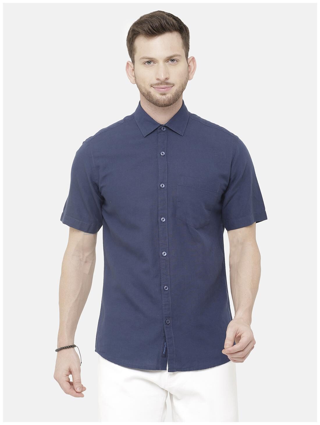 

Linen Club Men Blue Solid Regular Fit Casual Shirt