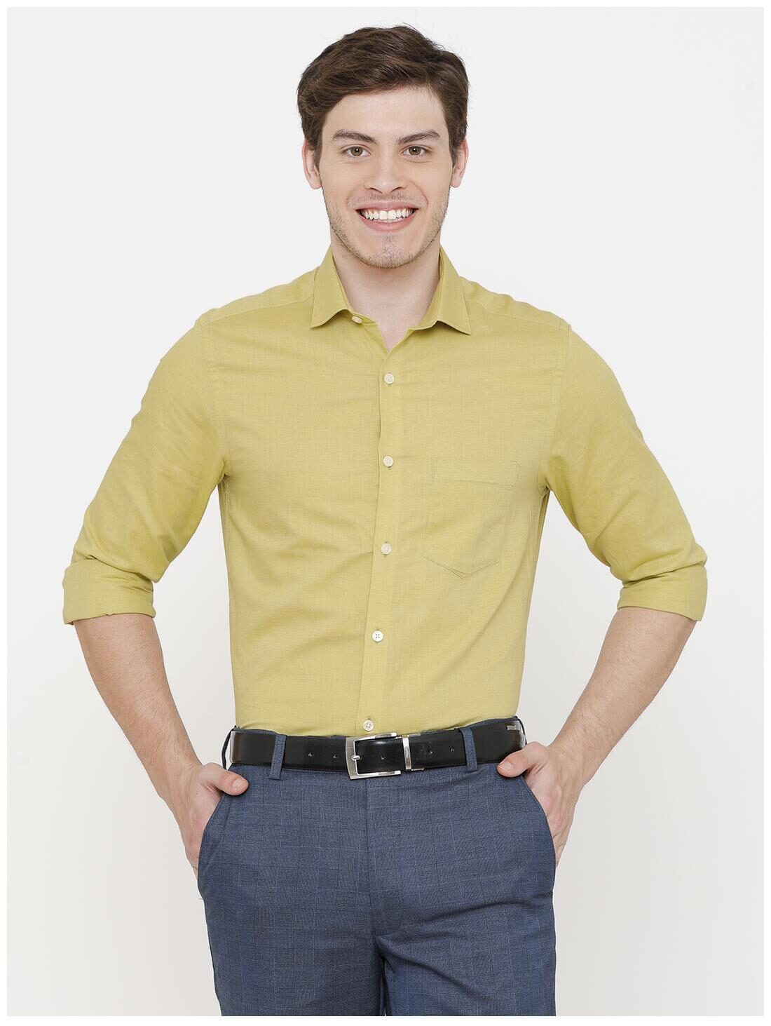 

Linen Club Men Regular fit Formal Shirt - Yellow