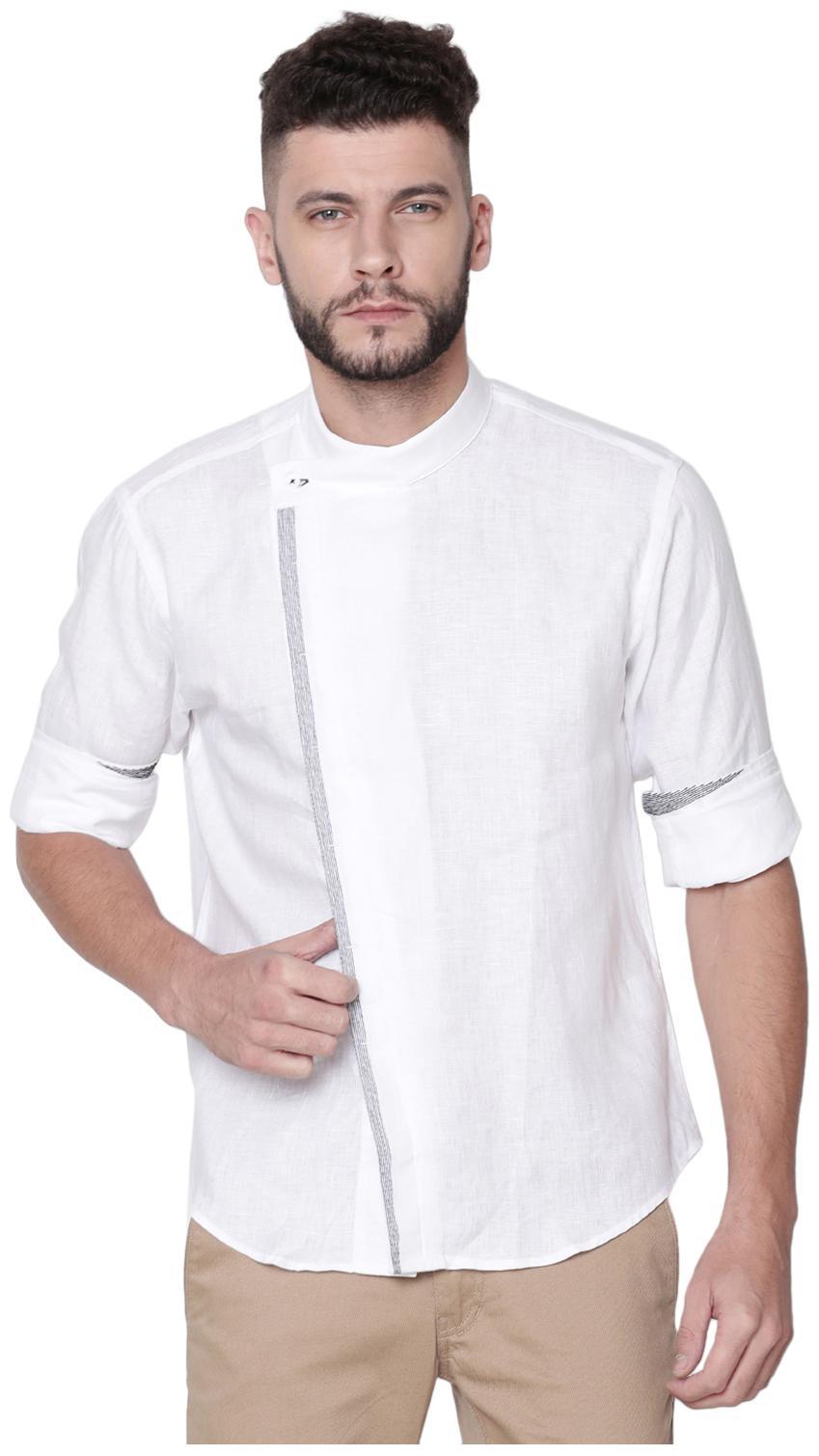 

Linen Club Men White Solid Regular Fit Casual Shirt
