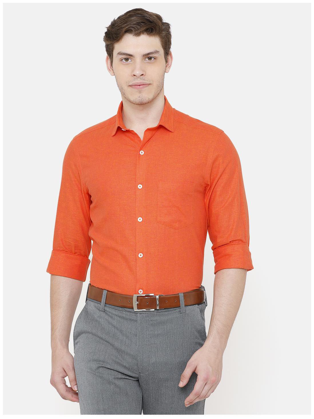 

Linen Club Men Regular fit Formal Shirt - Orange