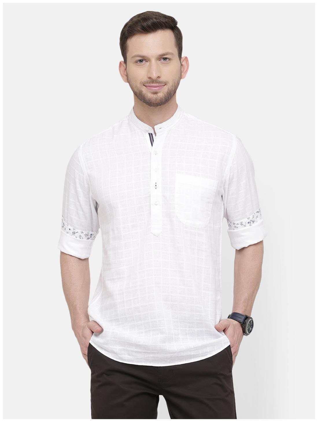 

Linen Club Men White Checked Regular Fit Casual Shirt