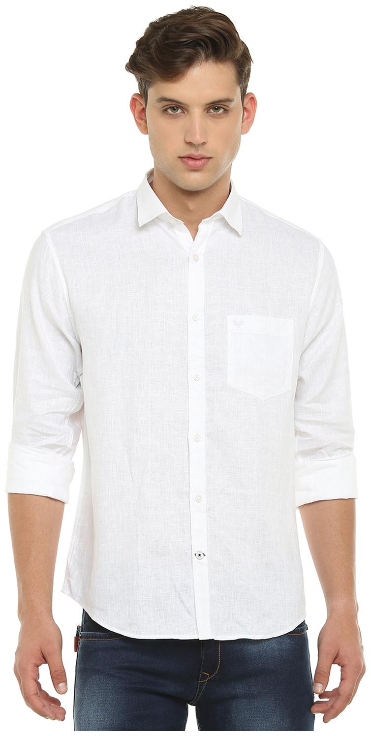 

Linen Club Men White Solid Regular Fit Casual Shirt