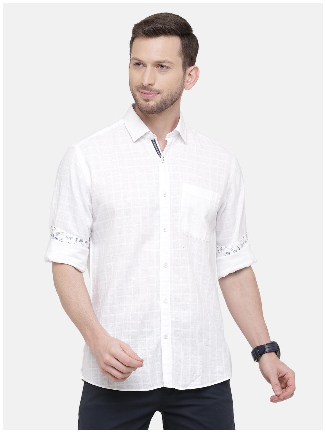 

Linen Club Men White Checked Regular Fit Casual Shirt