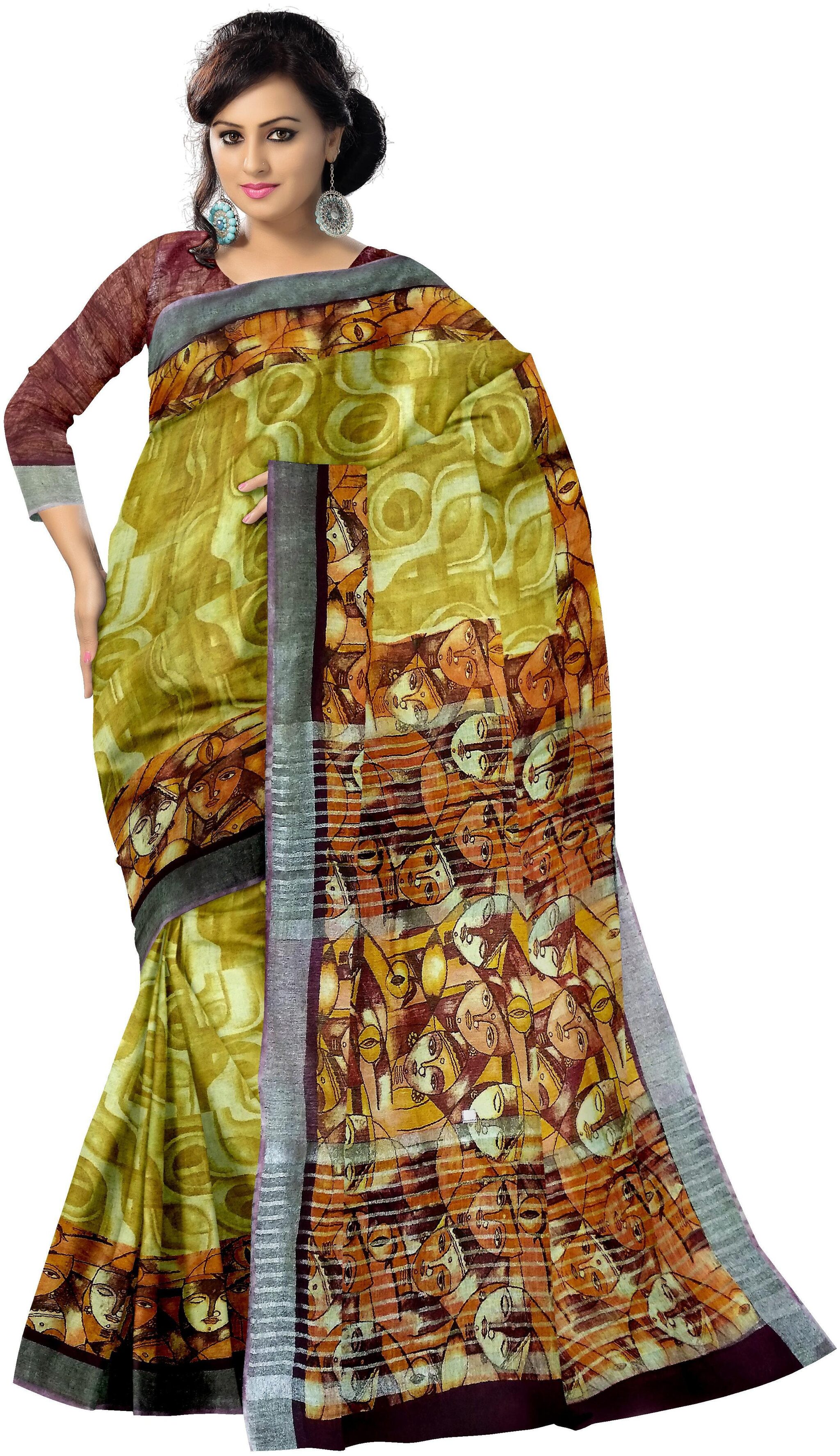 

LINEN DIGITAL PRINT HANDLOOM SAREE
