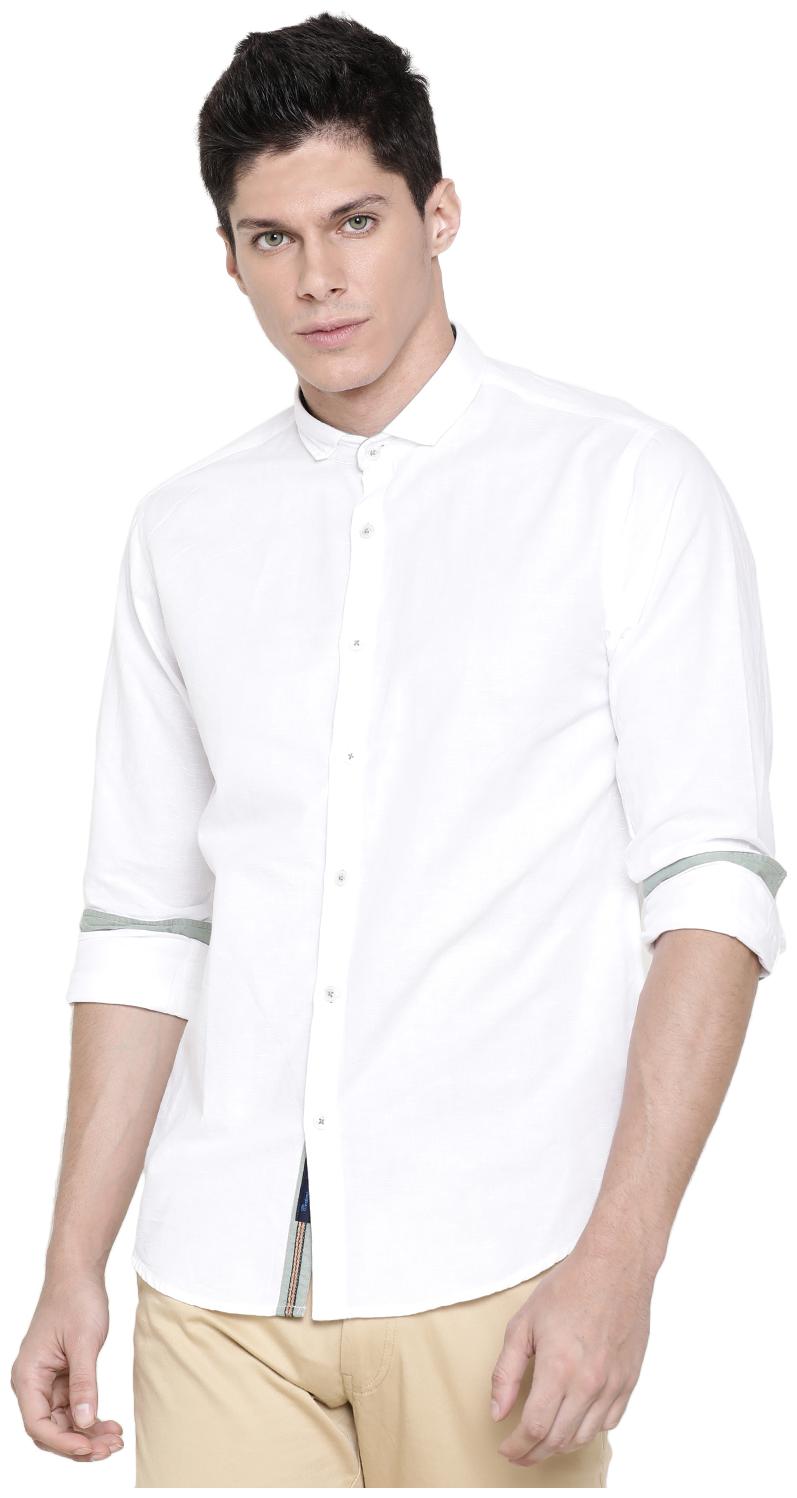 

Linen Club Men White Solid Regular Fit Casual Shirt