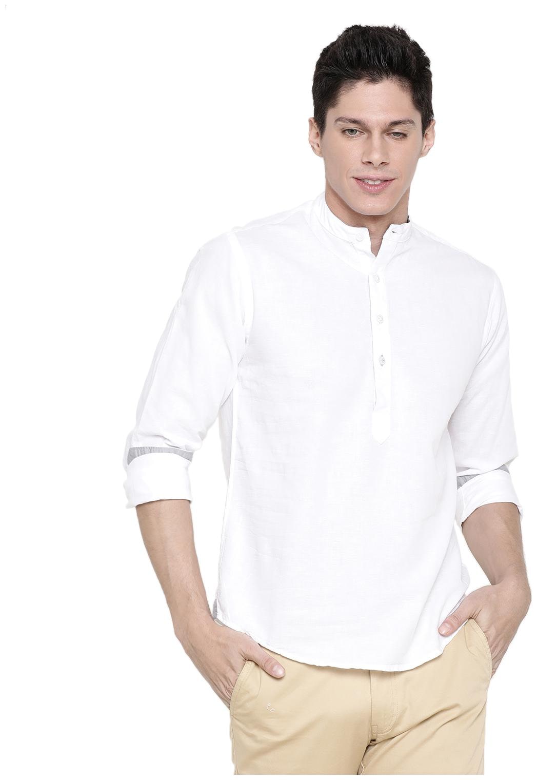 

Linen Club Men White Solid Regular Fit Casual Shirt