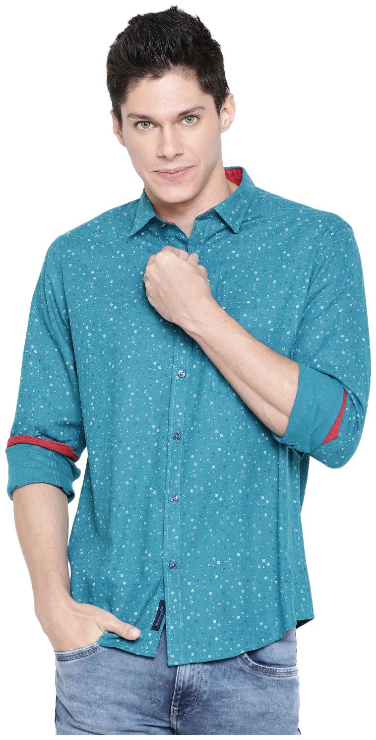 

Linen Club Men Blue Printed Regular Fit Casual Shirt