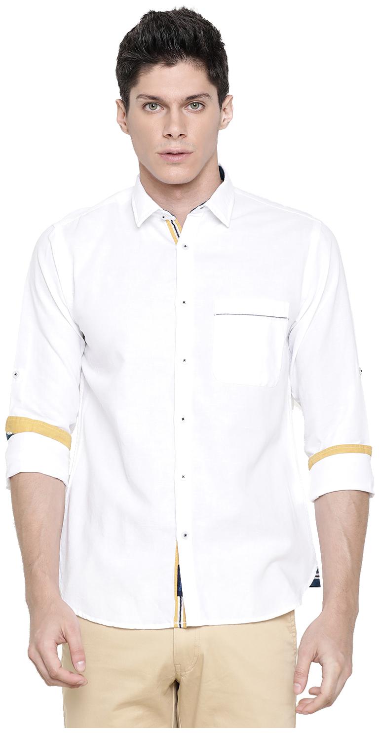 

Linen Club Men White Solid Regular Fit Casual Shirt