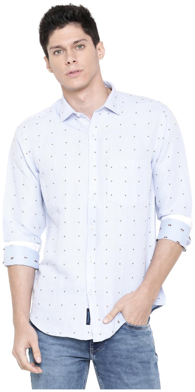 

Linen Club Men Blue Polka Dots Regular Fit Casual Shirt