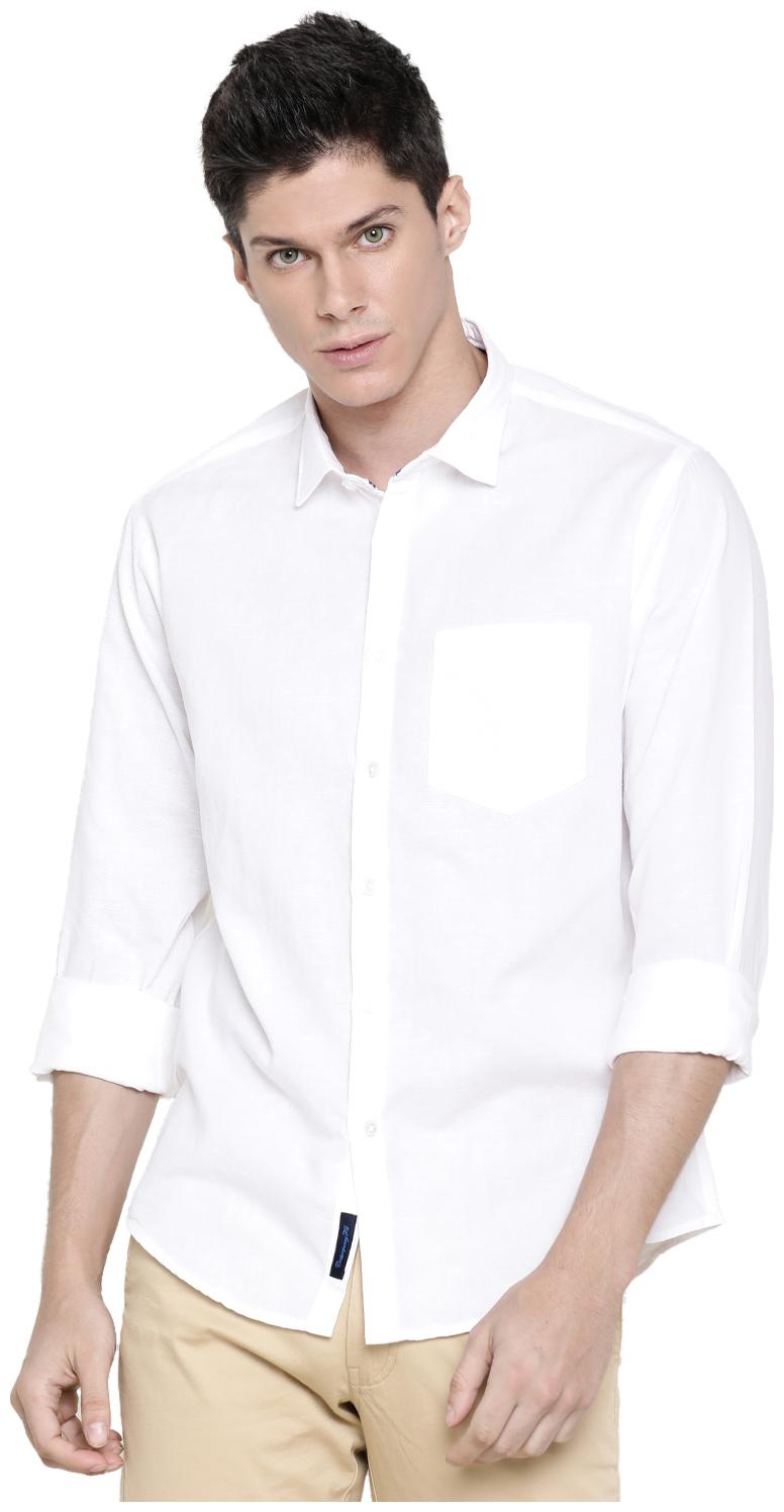 

Linen Club Men White Solid Regular Fit Casual Shirt