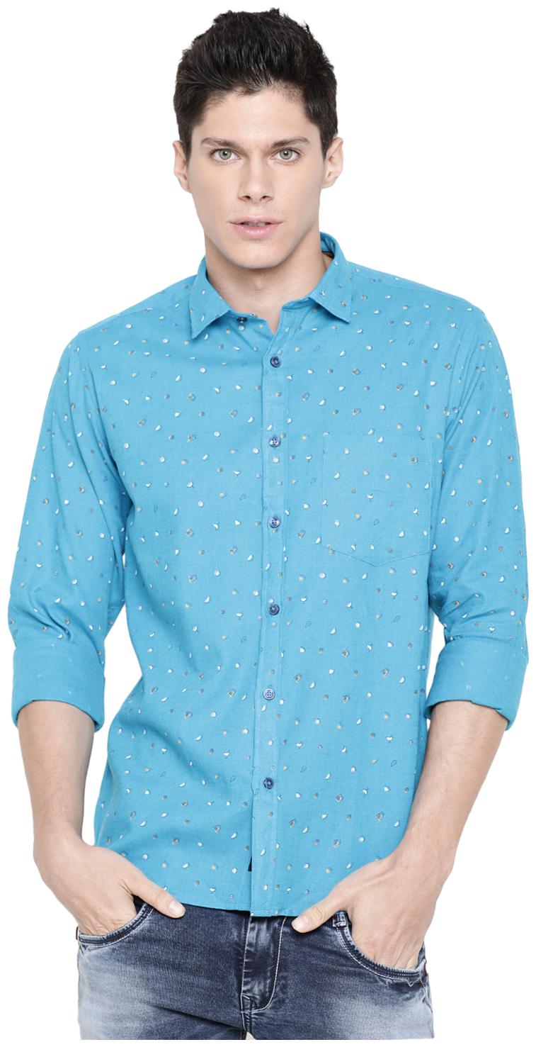 

Linen Club Men Blue Printed Regular Fit Casual Shirt