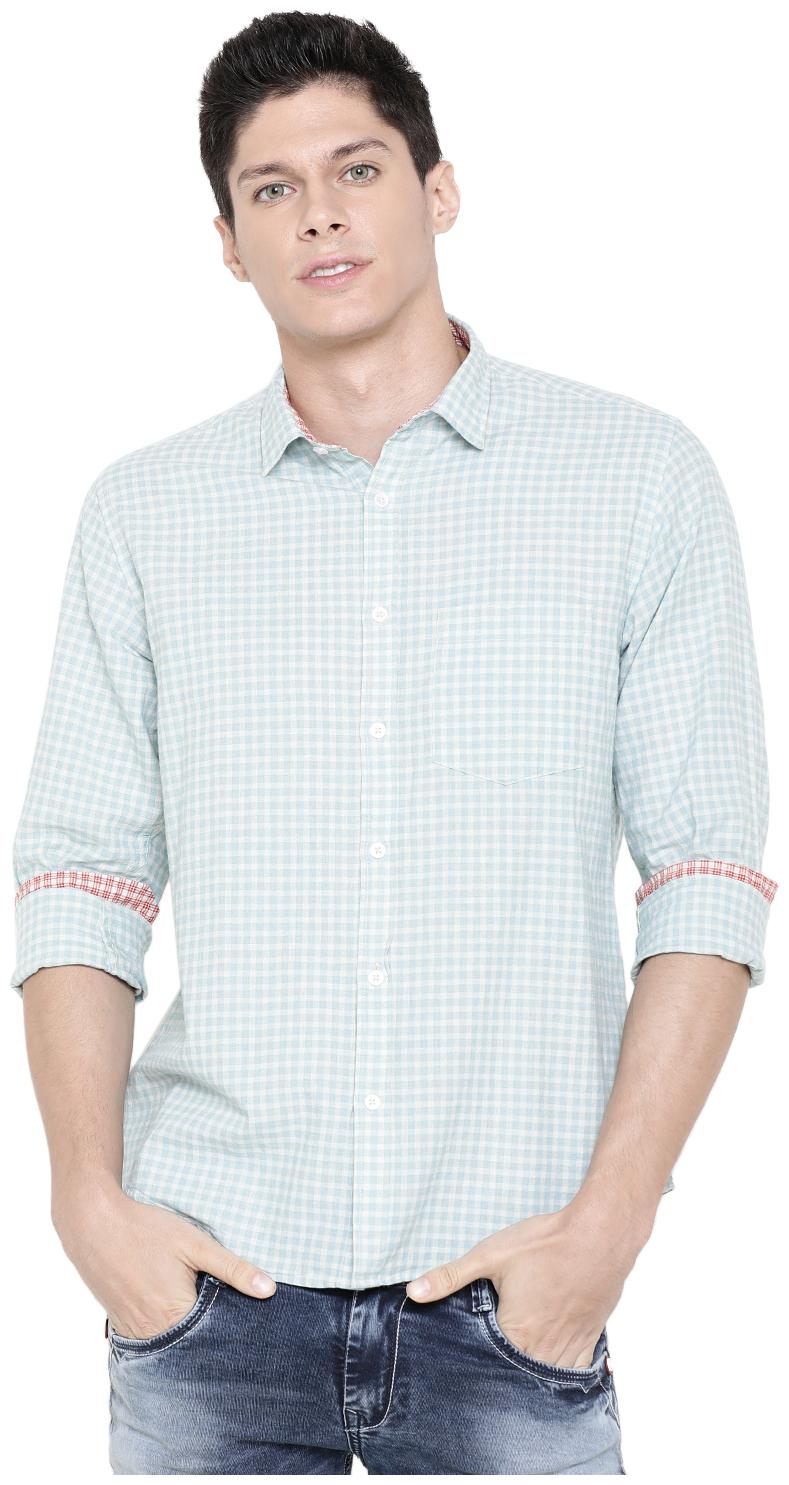

Linen Club Men Blue Checked Regular Fit Casual Shirt