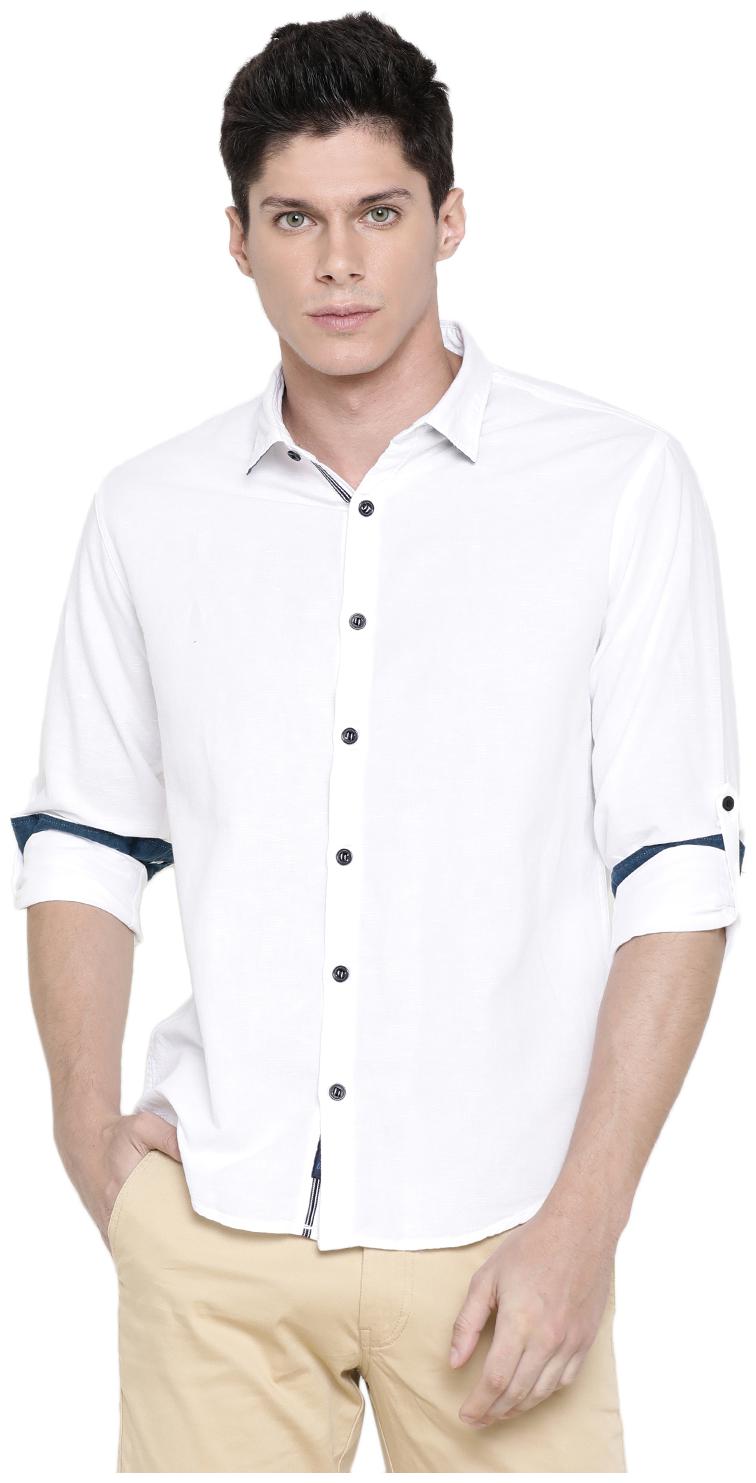 

Linen Club Men White Solid Regular Fit Casual Shirt