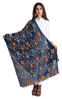 

Lionize Women s Chiffon Embroidery Dupatta (Navy Blue)