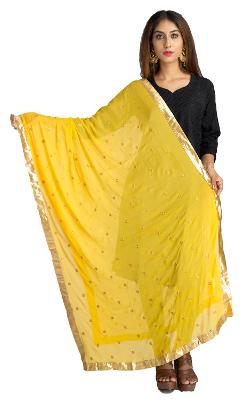 

Lionize Women s Chiffon Golden Embroidery Dupatta (yellow)