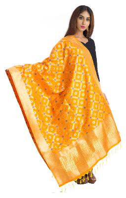 

Lionize Women s Zari Work Silk Dupatta (Orange)