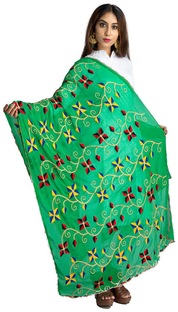 

Lionize Women s Chiffon Embroidery Dupatta (Green)