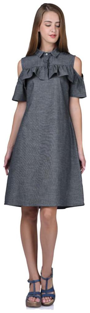 

LIQVID Grey Solid A-line dress