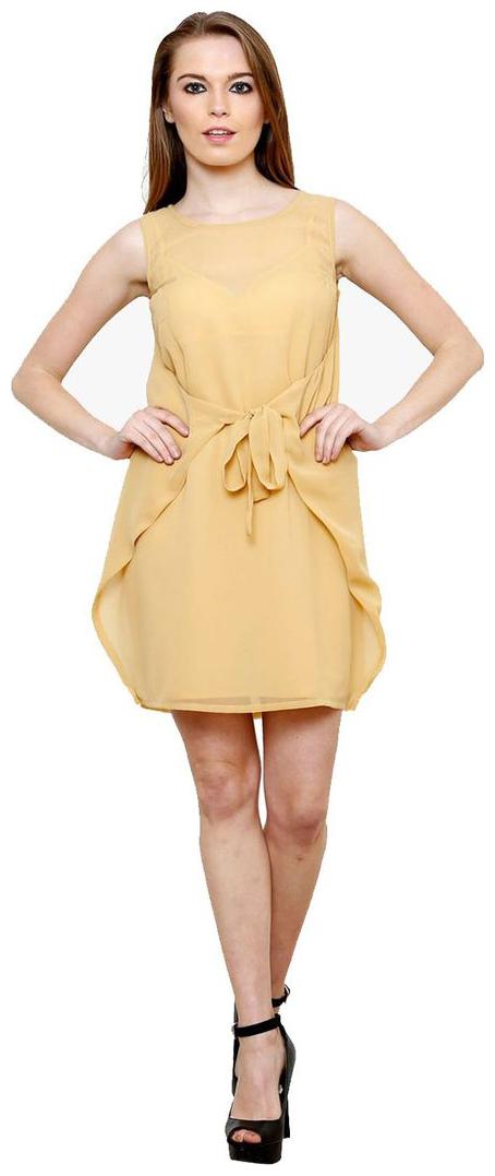 

LIQVID Beige Solid A-line dress