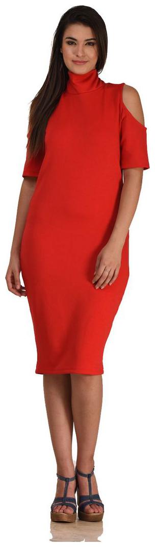 

LIQVID Red Solid A-line dress