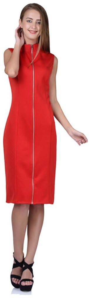 

LIQVID Red Solid A-line dress
