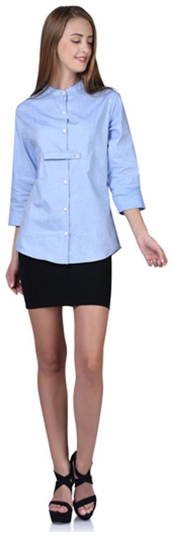 

LIQVID Women Blue Self Design Regular Fit Shirt