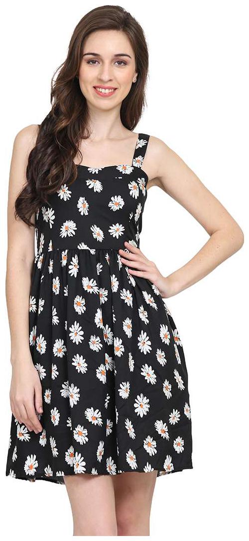 

Trend Arrest Black Floral A-line dress