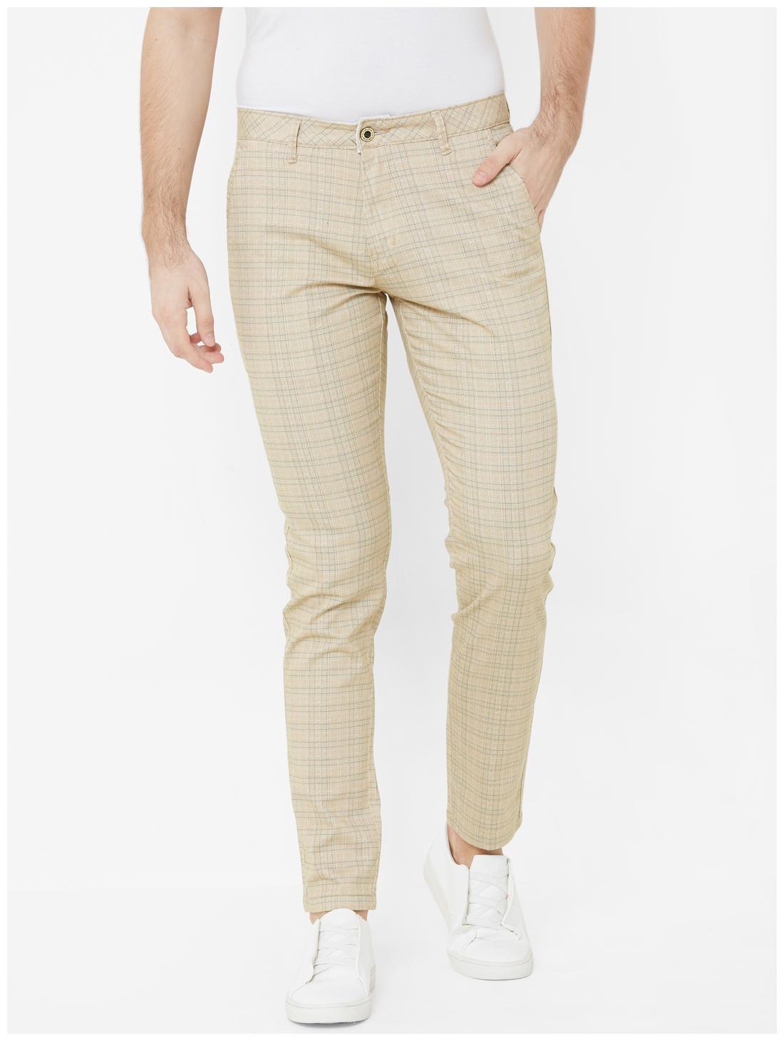 

Livewire Men Beige Checked Slim fit Regular trousers