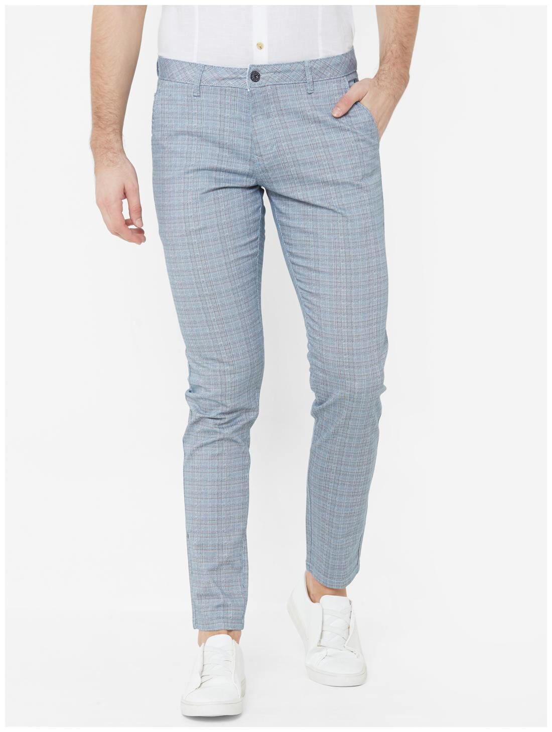 

Livewire Men Blue Checked Slim fit Regular trousers