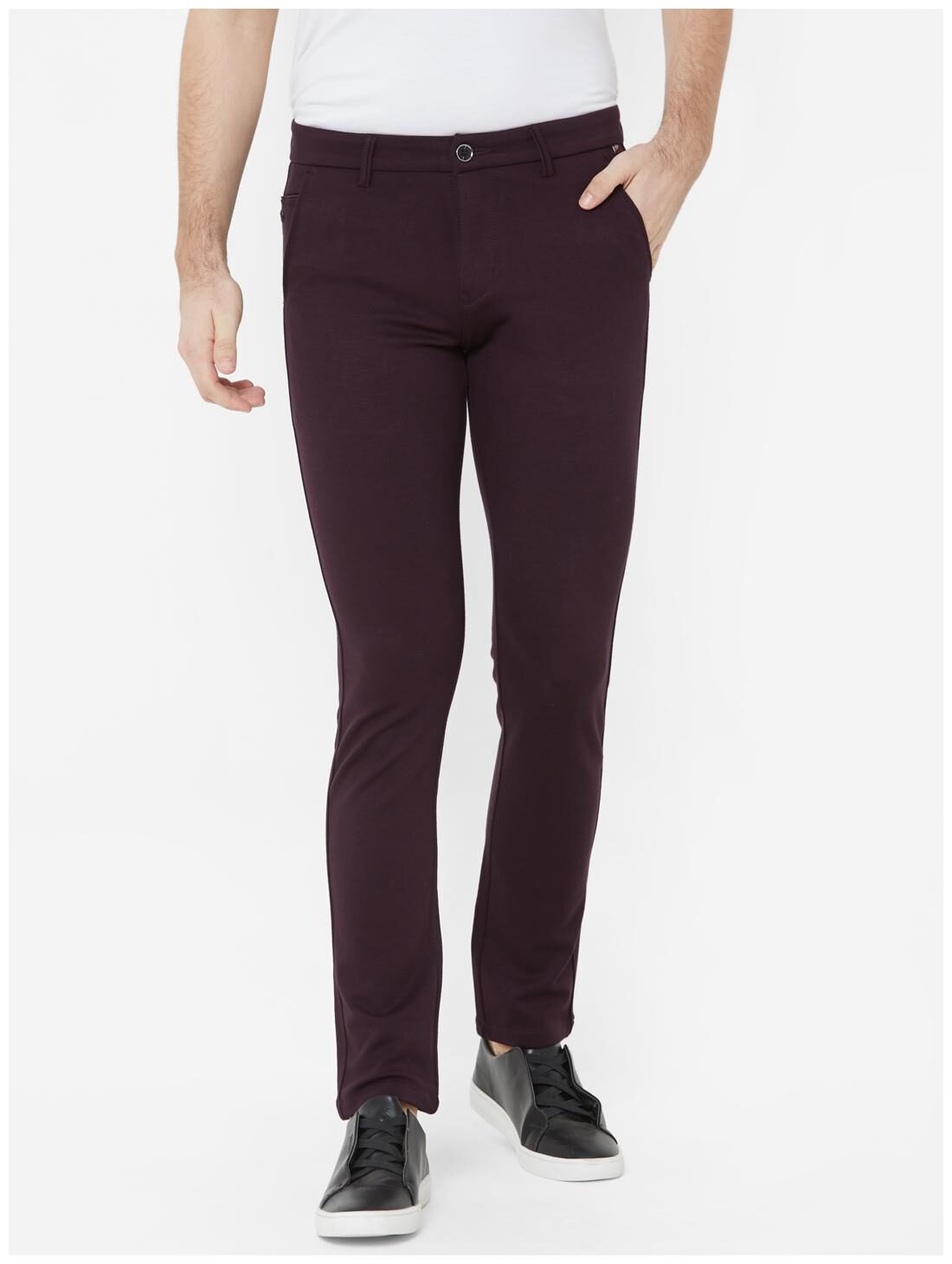 

Livewire Men Maroon Solid Slim fit Regular trousers