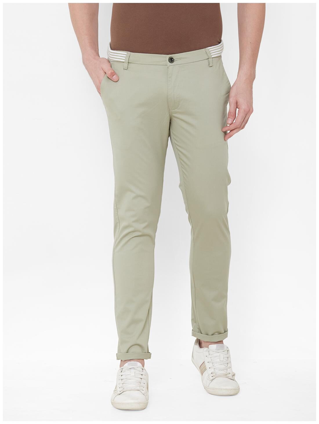 

Livewire Men Green Solid Slim fit Regular trousers