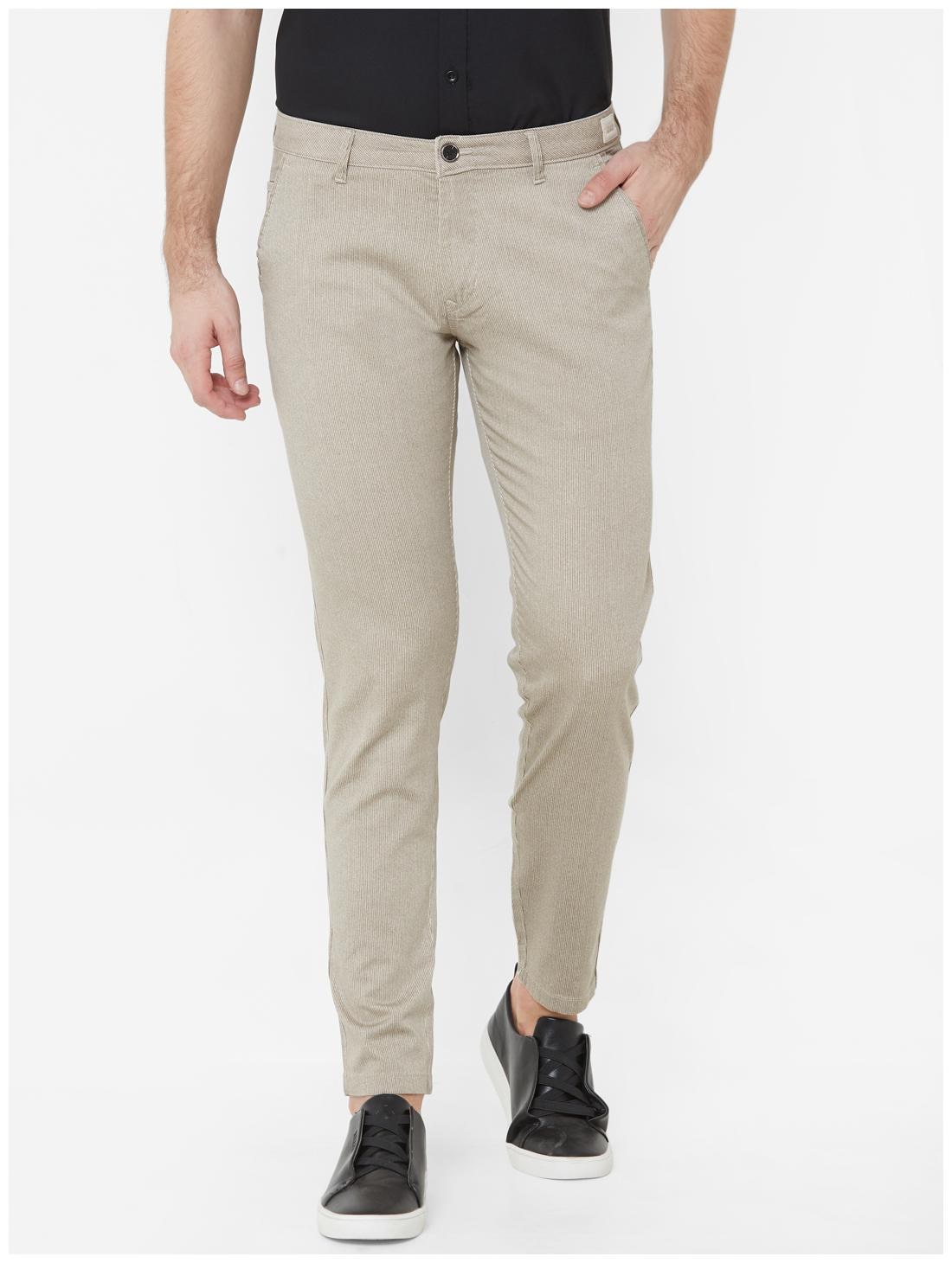 

Livewire Men Beige Striped Slim fit Regular trousers