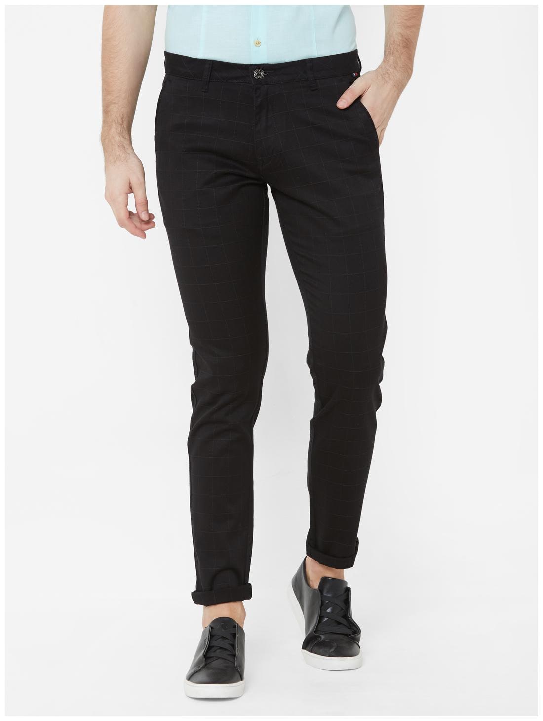

Livewire Men Black Checked Slim fit Regular trousers