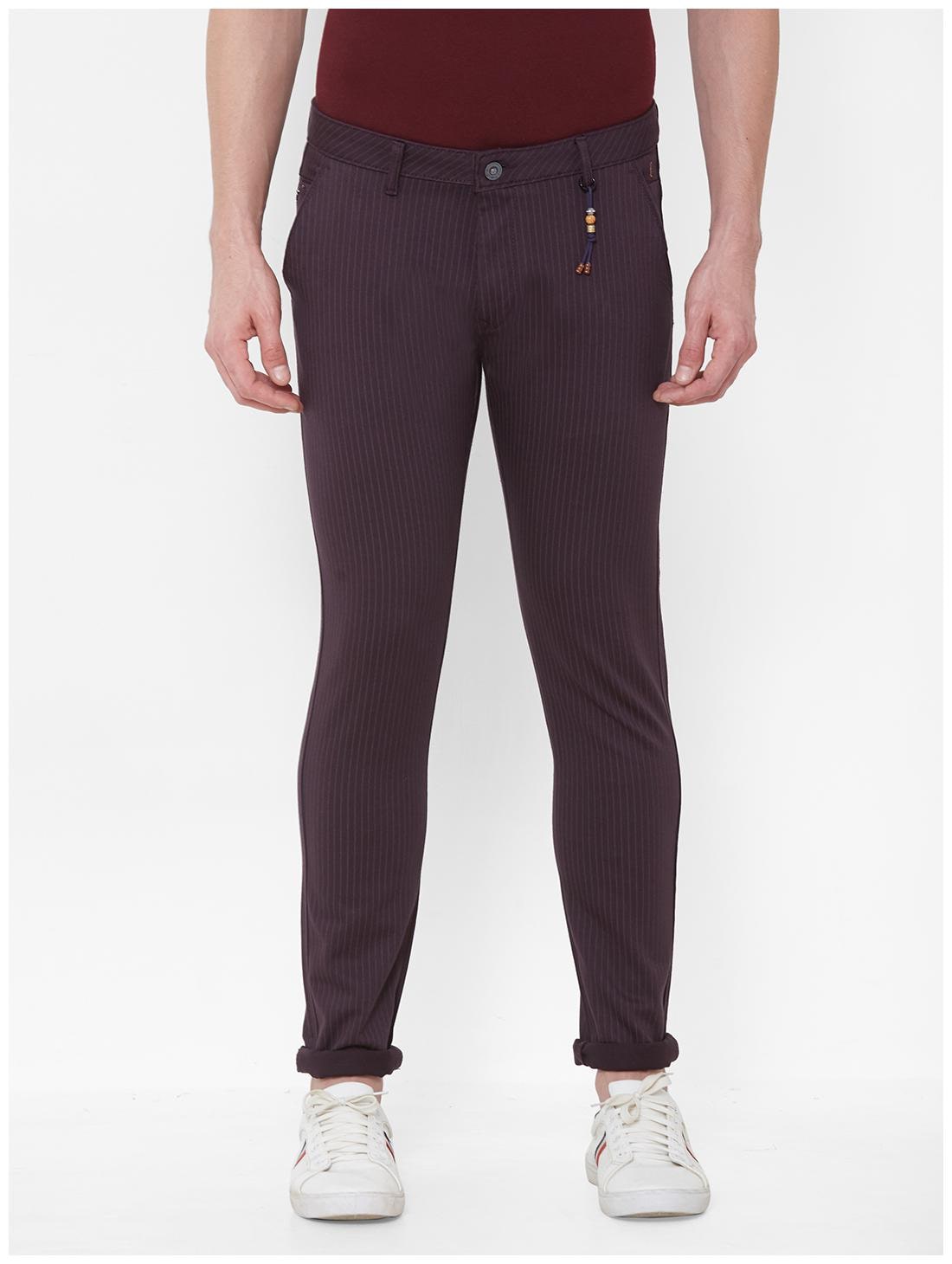

Livewire Men Brown Striped Slim fit Regular trousers