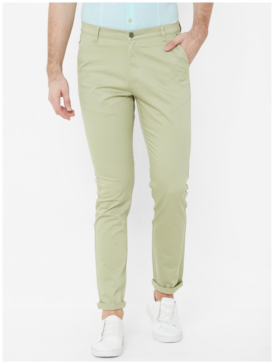 

Livewire Men Green Solid Slim fit Regular trousers