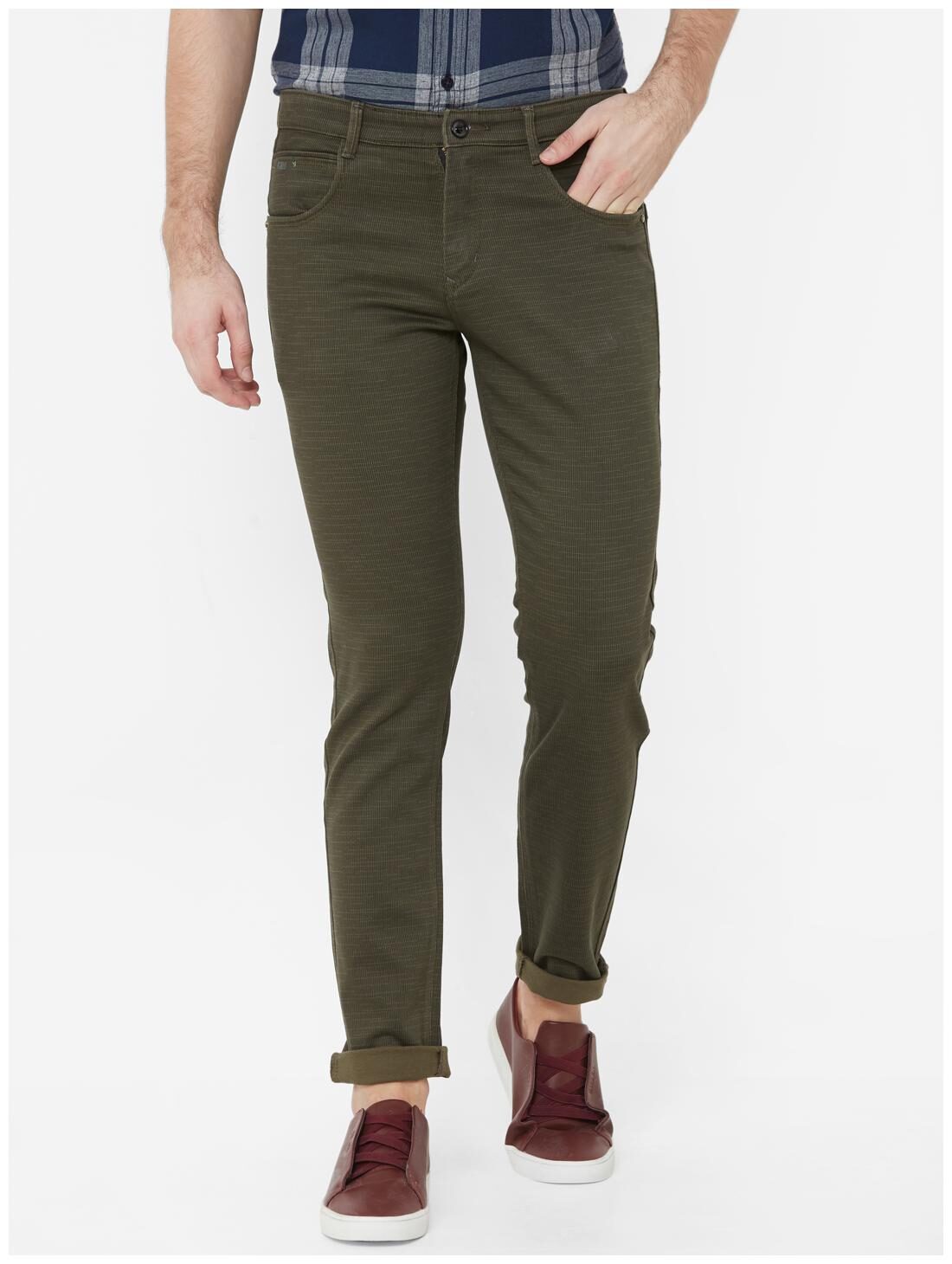 

Livewire Men Green Solid Slim fit Regular trousers