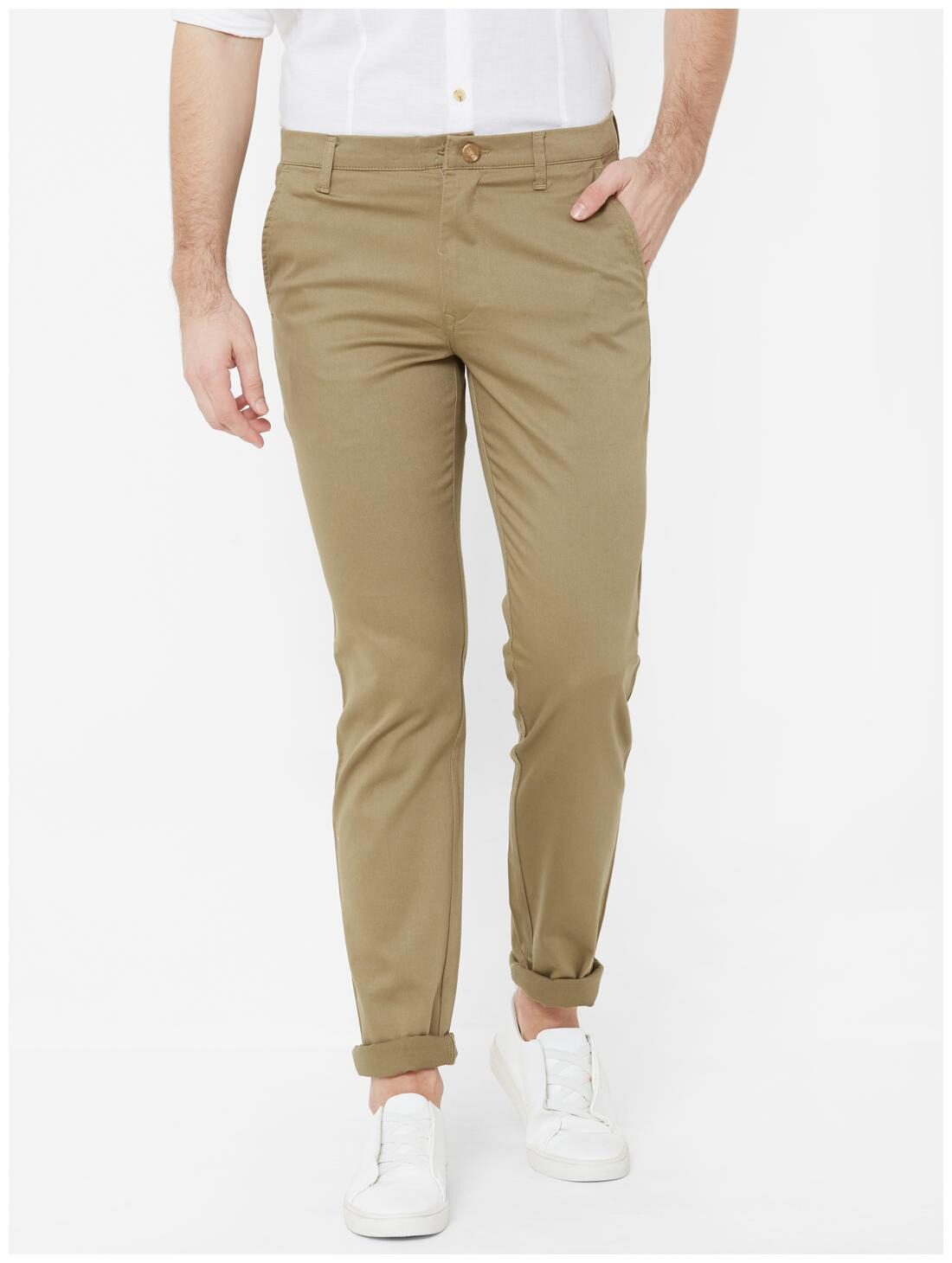 

Livewire Men Beige Solid Slim fit Regular trousers