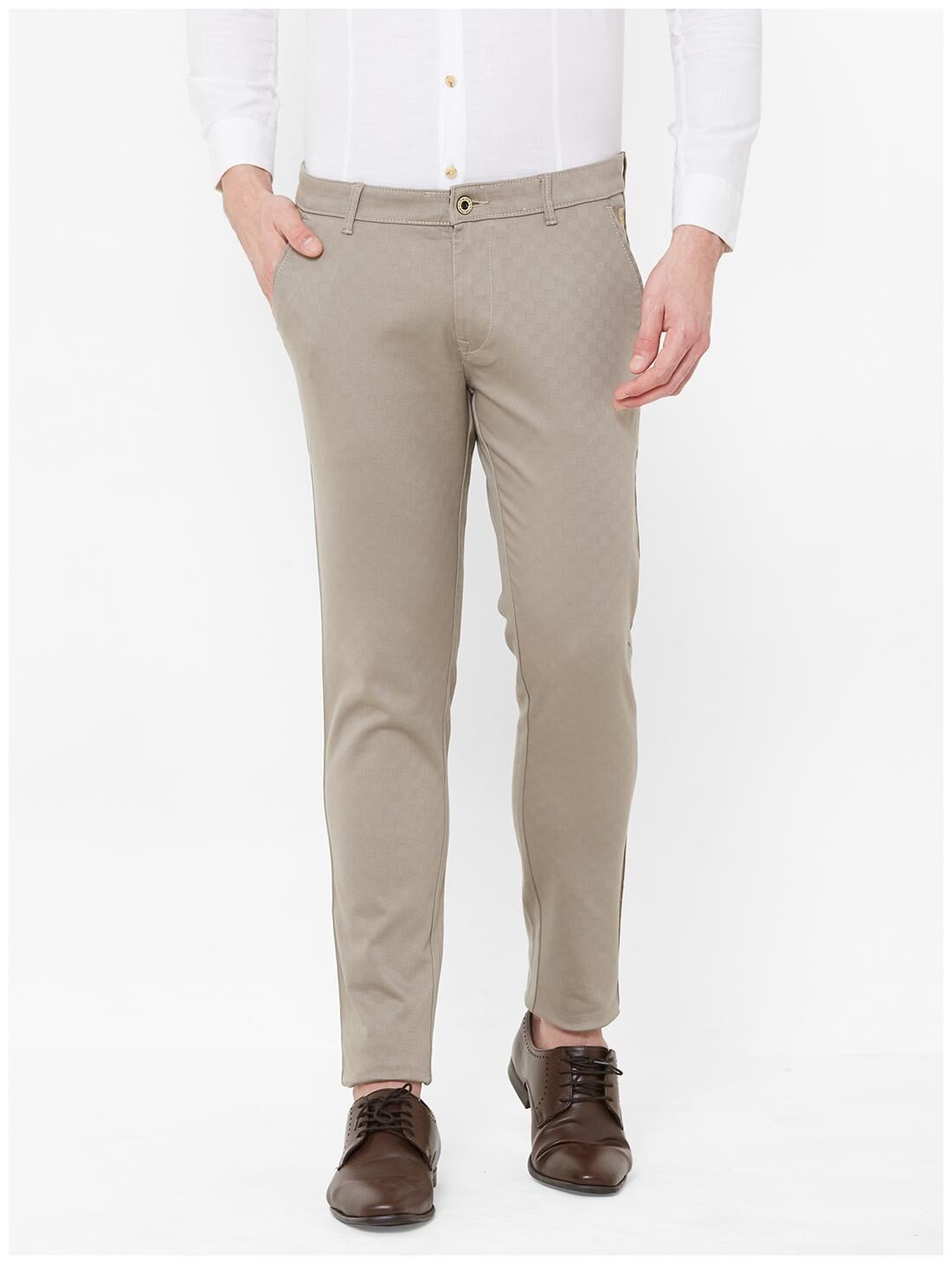 

Livewire Men Beige Solid Slim fit Regular trousers