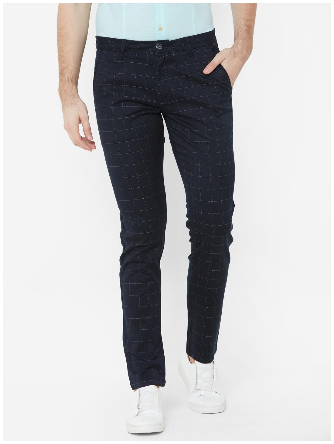 

Livewire Men Blue Checked Slim fit Regular trousers