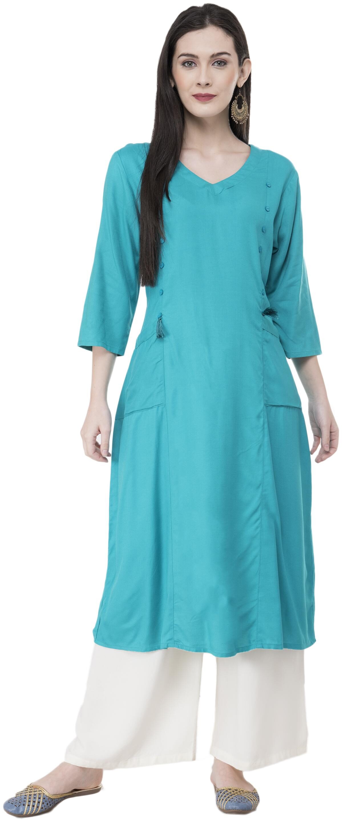 

LIVZA Cotton Printed Turquoise Color Kurta for Women
