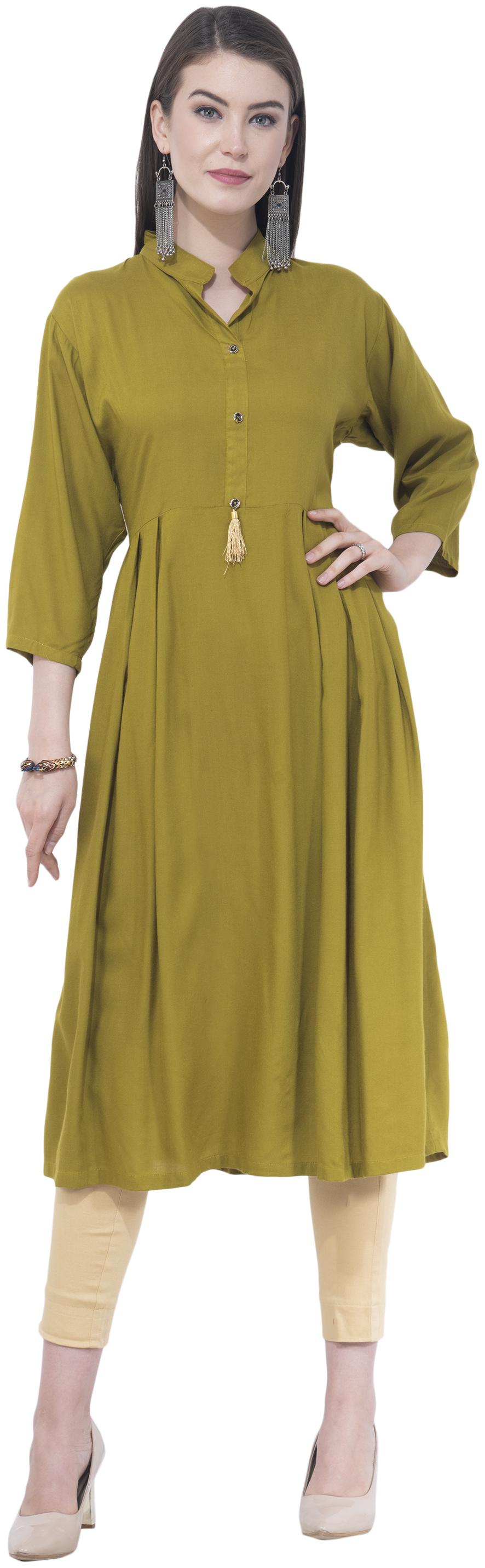 

LIVZA Women Green Solid Fit and Flare Kurta