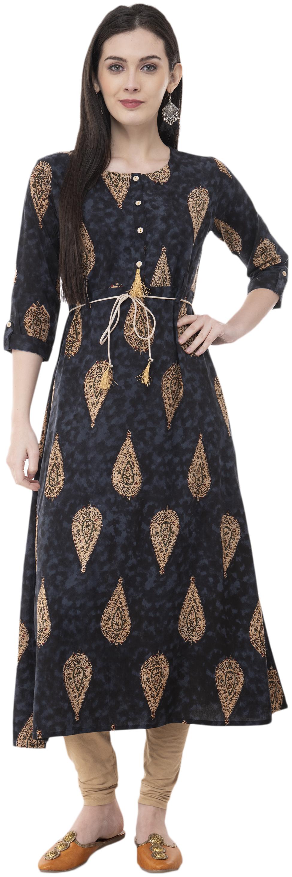 

LIVZA Cotton Printed Grey Color Kurta for Women